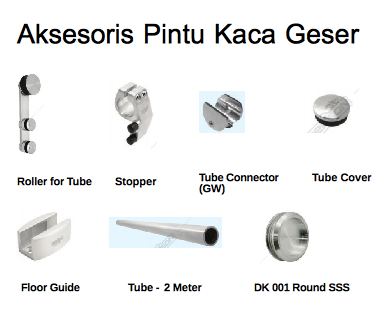 Jual Set Aksesoris Pintu Kaca Geser