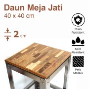 Daun Meja Lapis Jati Utuh Pola Acak Efek Daun Talas 40 x 40 cm