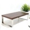 Monitor Table Kaki Stainless Steel Daun HPL Dark Walnut 40 x 20 cm 2