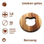 Motif Beruang Tatakan Gelas Kayu Jati