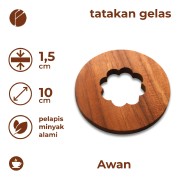 Motif Bunga Tatakan Gelas Kayu Jati