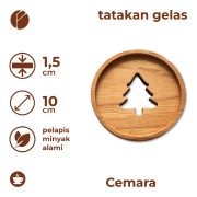 Motif Cemara Tatakan Gelas Kayu Jati dengan Dinding
