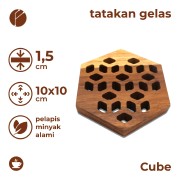 Motif Cube Tatakan Gelas Kayu Jati