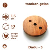 Motif Dice 3 Tatakan Gelas Kayu Jati