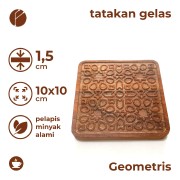 Motif Geometris Tatakan Gelas Kayu Jati