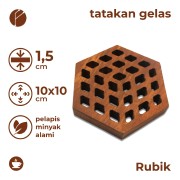 Motif Rubik Tatakan Gelas Kayu Jati