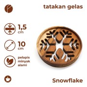 Motif Snowflake Tatakan Gelas Kayu Jati