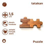 Tatakan Gelas Kayu Bentuk Puzzle Jati Datar / Wooden Coaster ...