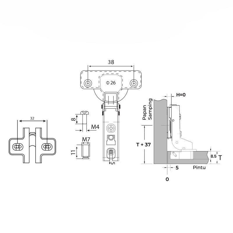 huben-engsel-sendok-mini-dia26mm-slideon-mh16-full-bungkuk