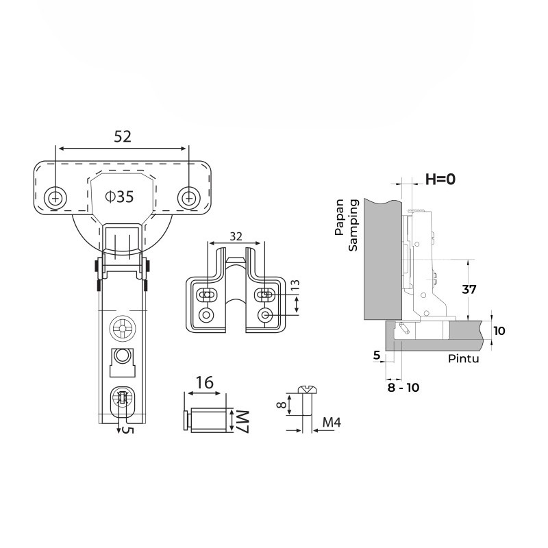 huben-engsel-sendok-slide-on-ht8-semi-bungkuk