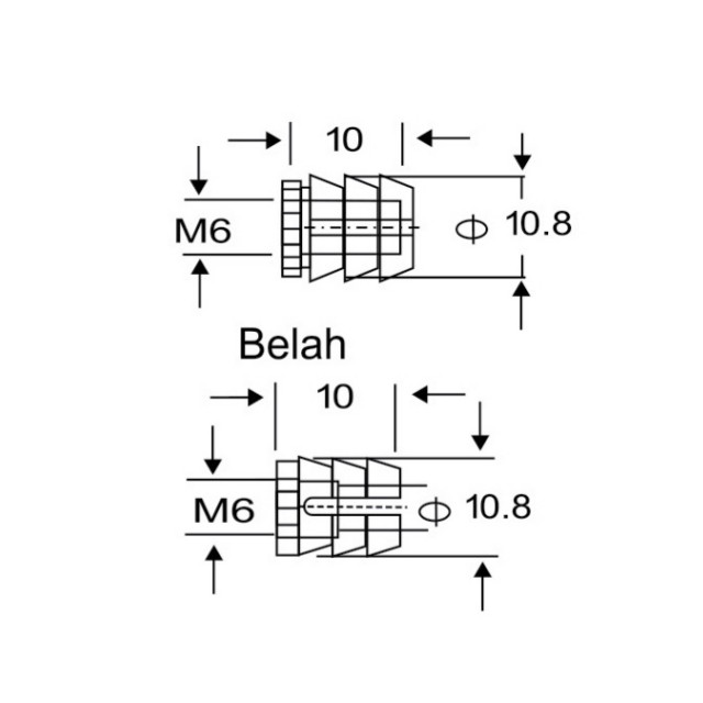 huben-nylon-soket-m6-x-10-mm