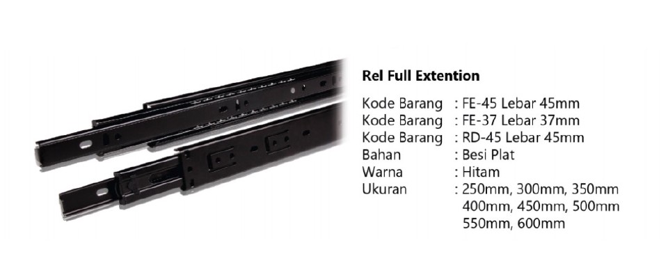 huben-rel-laci-rel-full-extention-rd45-lebar-45mm
