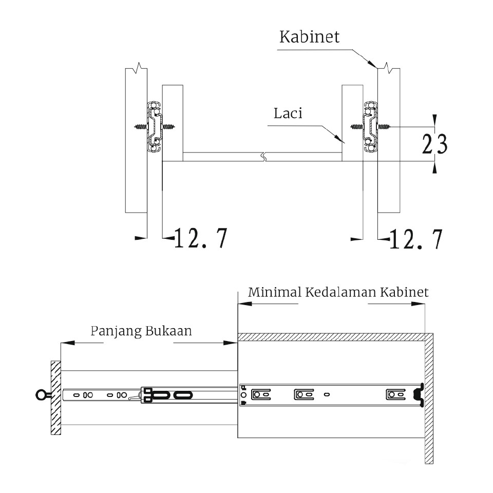 huben-rel-laci-rel-full-extention-rd45-lebar-45mm