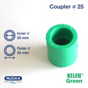 Green Kelen Coupler / Socket / Sock PPR 25 mm