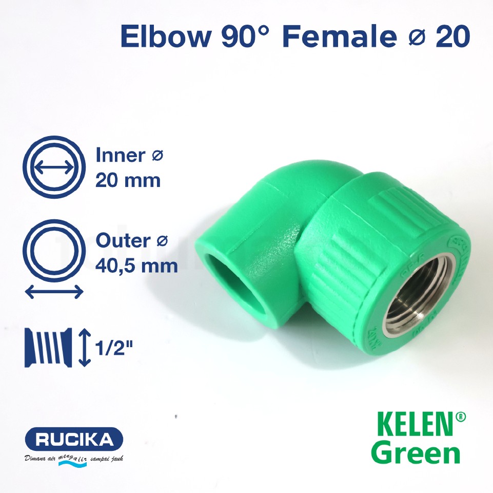 Rucika Green Kelen Elbow 90° Female PPR 20 mm / 1/2" 1