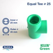 Green Kelen Equal Tee Fitting PPR 25 mm