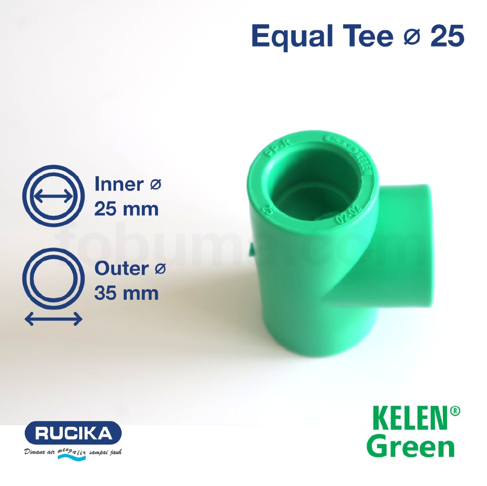 Rucika Green Kelen Equal Tee Fitting PPR 25 mm 1