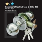 Solid Cylindrical Lockset Entrance / Office / Bedroom C 604 x 400 (Silver)