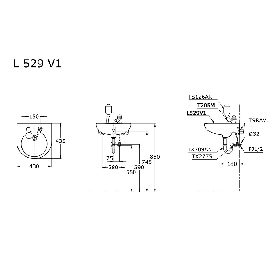 TOTO L529V1 Wall Hung Lavatory / Wastafel 2