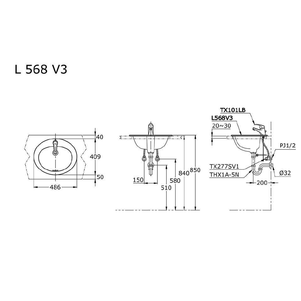 toto-l568v3-self-rimming-lavatory-wastafel