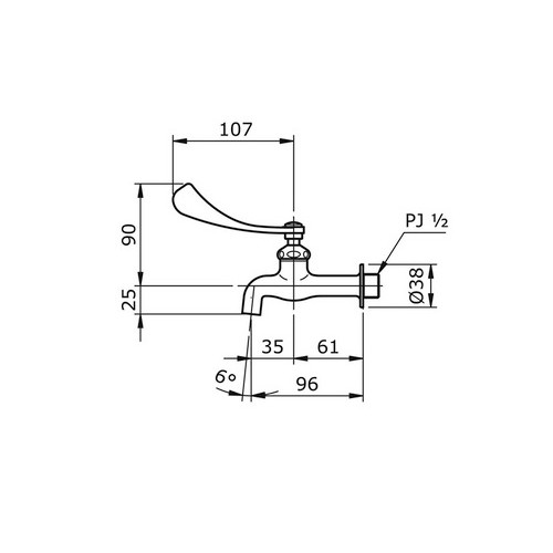 Toto T23BQ13N Lever Handle Sink Tap / Kran Tembok dengan Tuas Panjang 2