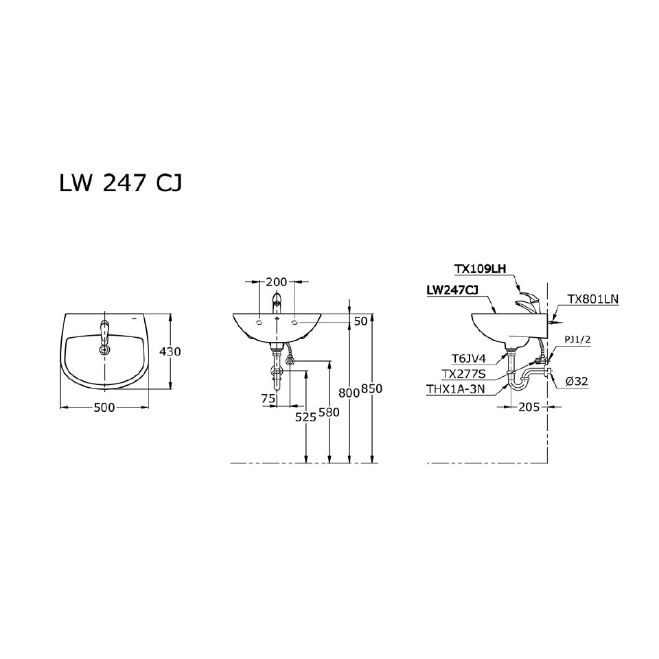 toto-lw247cj-wall-hung-lavatory-wastafel