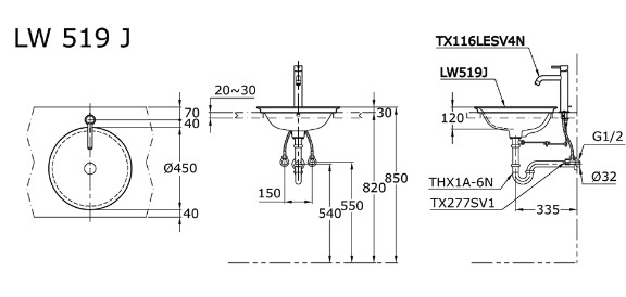 toto-lw519j-self-rimming-lavatory-wastafel