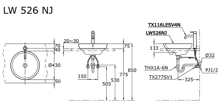 toto-lw526nj-semi-recessed-lavatory-wastafel