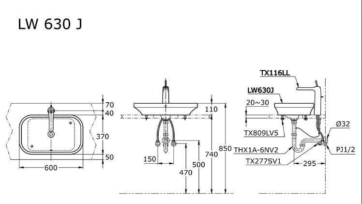 toto-lw630j-console-counter-lavatory-wastafel