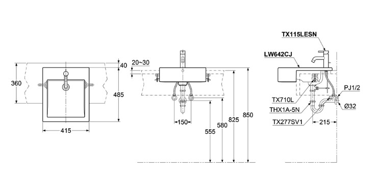 toto-lw642cj-semi-recessed-lavatory-wastafel