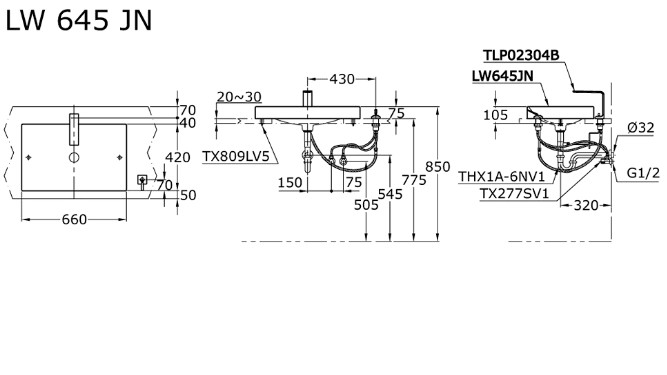 toto-lw645jn-console-counter-lavatory-wastafel