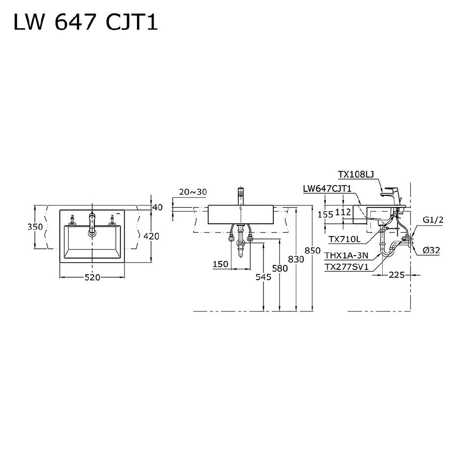 toto-lw647cjt1-semi-recessed-lavatory-wastafel