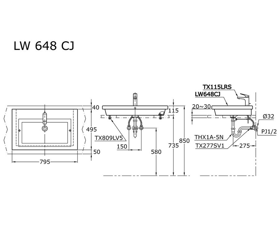 toto-lw648cj-console-counter-lavatory-wastafel