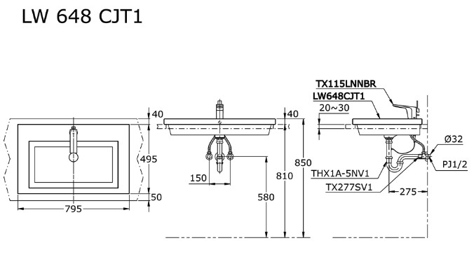 toto-lw648cjt1-self-rimming-lavatory-wastafel