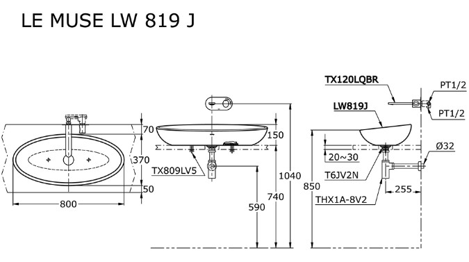 toto-lw819j-vessel-counter-lavatory-wastafel