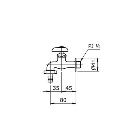 Toto T26-13 Handle Sink Tap / Kran dengan Gagang Putar Dilengkapi Sambungan Selang 2