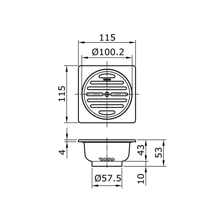 Tx1eb Jual TOTO TX1EB Floor Drain With Square Flange