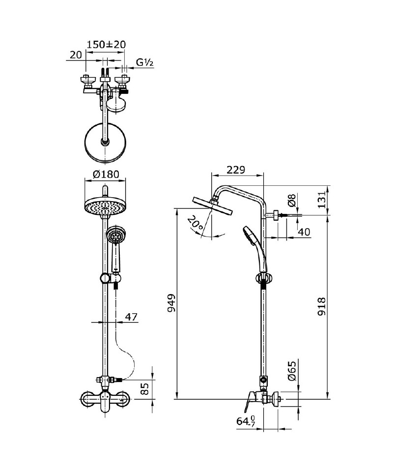 toto-tx492sun-single-lever-shower-column-set