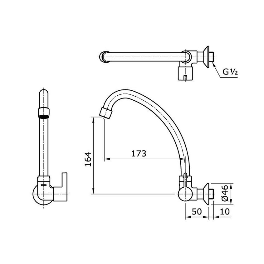 toto-tx609k-wall-type-kitchen-faucet-with-swivel-spout
