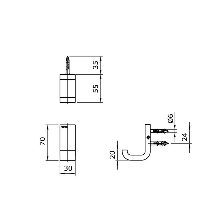TOTO TX704AM Robe Hook 2
