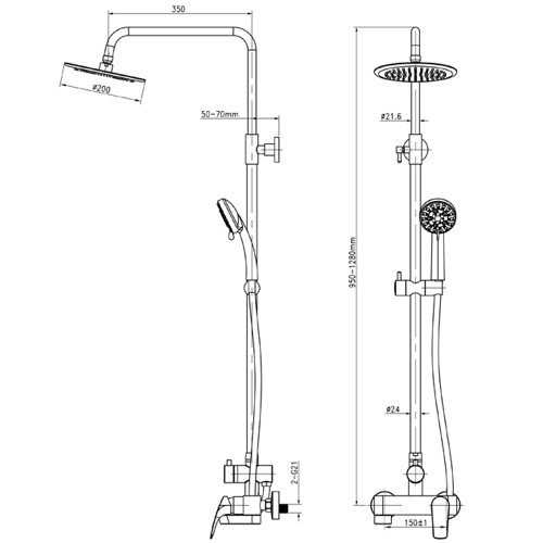 wasser-essd330-wall-mounted-shower-column-system-with-swivel-spout