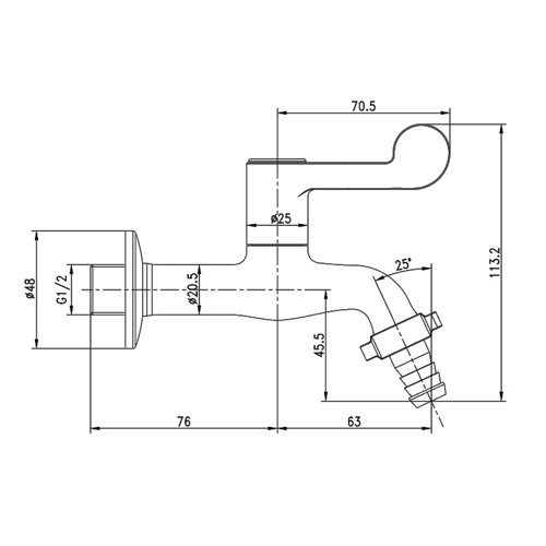 wasser-tl3030-lever-handle-wall-tap-with-hose-connector