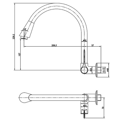 wasser-tl3040-wall-mounted-lever-handle-sink-tap-with-swing-spout